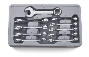 GEARWRENCH Wrench Set Combination Non-Ratcheting Stubby Tray MET 10Pc