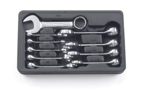 GEARWRENCH Wrench Set Combination Non-Ratcheting Stubby Tray SAE 10Pc