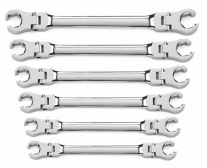GEARWRENCH Wrench Set Flex Flare Nut Non-Ratcheting Rack MET 6Pc