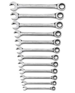 GEARWRENCH Wrench Set Combination Ratcheting Open End Rack MET 12Pc
