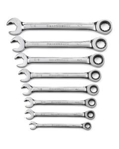 GEARWRENCH Wrench Set Combination Ratcheting Open End Rack SAE 8Pc