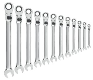 GEARWRENCH Wrench Set Combination Ratcheting XL Flex Locking Rack MET 12Pc