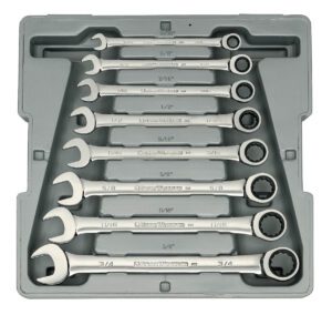 GEARWRENCH Wrench Set Combination Ratcheting Tray SAE 8Pc