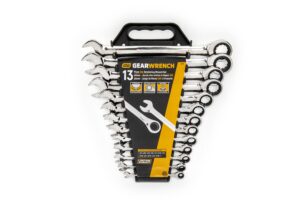 GEARWRENCH Wrench Set Combination Ratcheting Rack SAE 13Pc