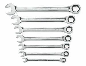 GEARWRENCH Wrench Set Combination Ratcheting Tray SAE 7Pc