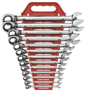 GEARWRENCH Wrench Set Combination Ratcheting Reversible Rack SAE 13Pc
