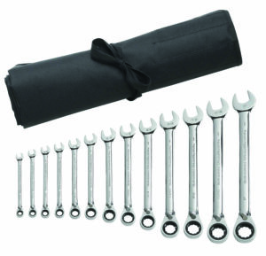 GEARWRENCH 13 Pc. 12 Point Reversible Ratcheting Combination SAE Wrench Set with Tool Roll