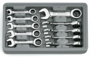 GEARWRENCH Wrench Set Combination Ratcheting Stubby Tray MET 10Pc