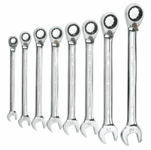 GEARWRENCH Wrench Set Combination Ratcheting Reversible Tray MET 8Pc