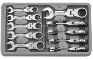 GEARWRENCH Wrench Set Combination Ratcheting Stubby Flex Tray MET 10Pc